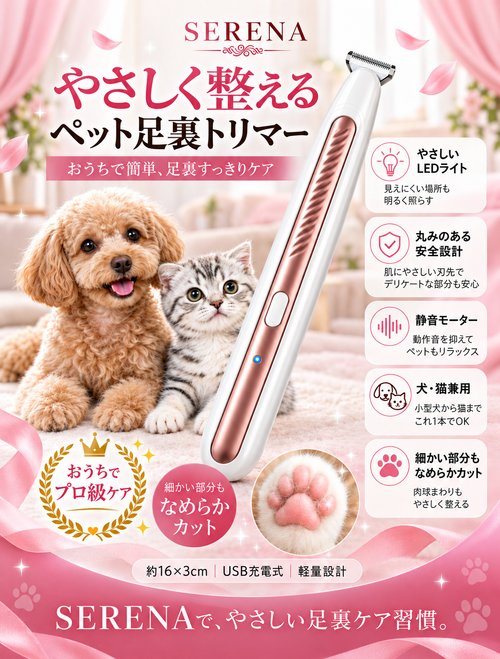 SERENA LEDライト付き ペット足裏トリマー｜犬・猫兼用