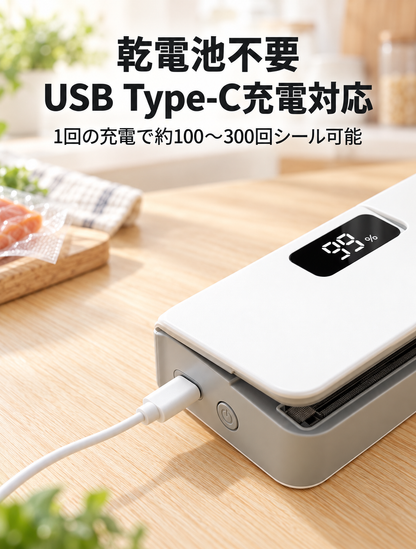 6段階温度調整・充電式ポータブルフードシーラー